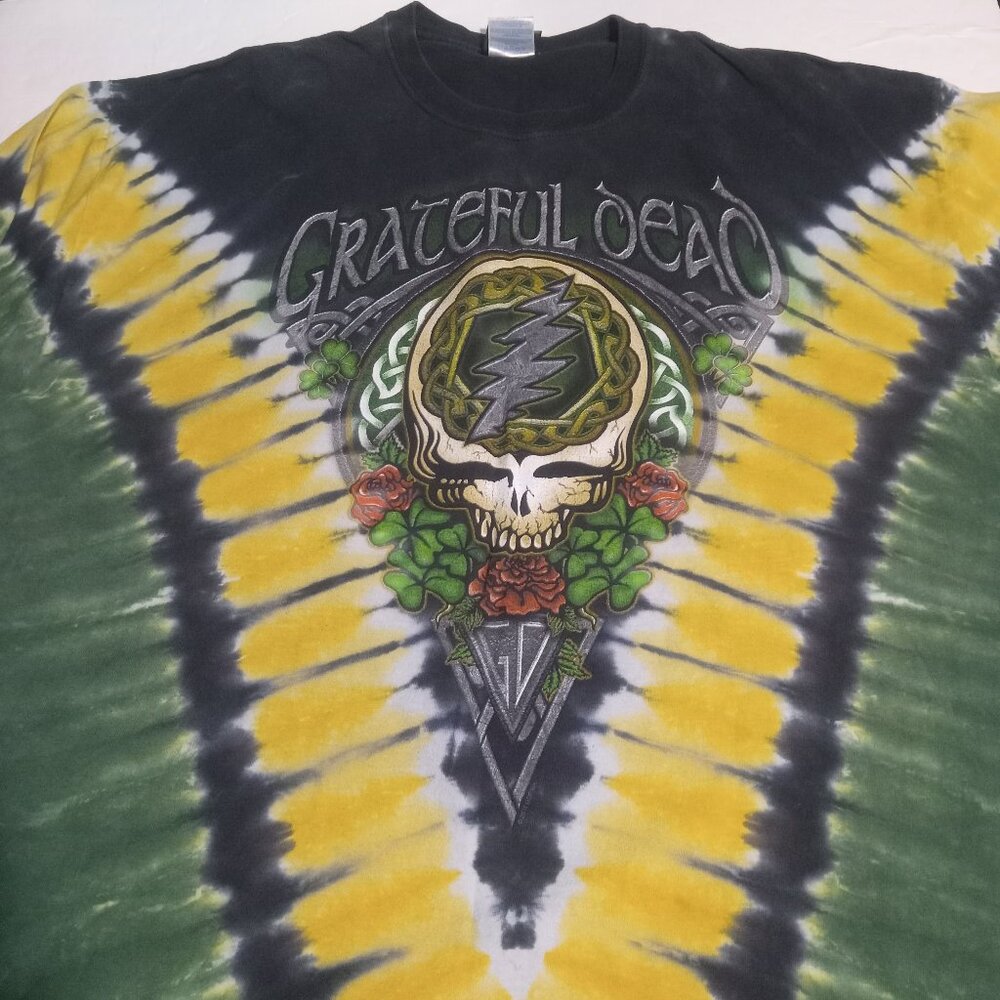 Grateful Dead Liquid Blue Men's Shamrock Tie Dye T Shirt 2XL